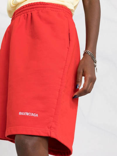 Shop Balenciaga Cotton Sweat Shorts In Red
