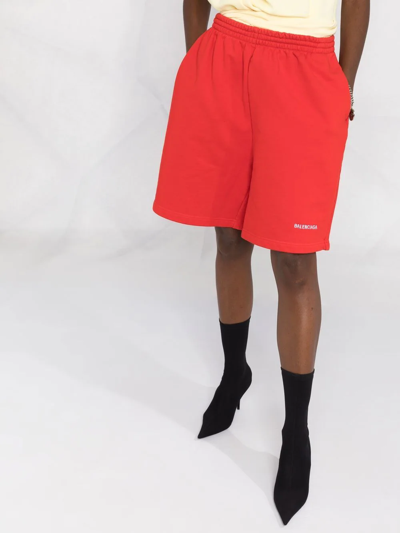 Shop Balenciaga Cotton Sweat Shorts In Red