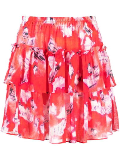 Shop Iro Andri Ruffled Mini Skirt In Red