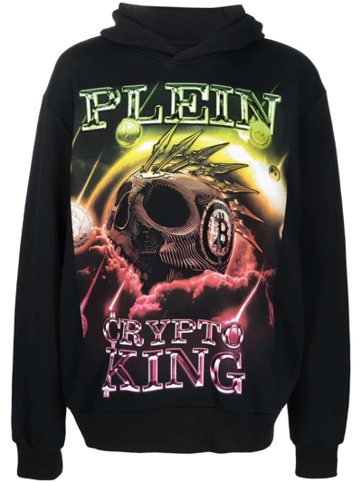 Shop Philipp Plein 'crypto King' Hoodie In Black