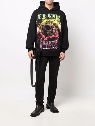 Shop Philipp Plein 'crypto King' Hoodie In Black