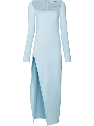 Shop Attico Square-neck Maxi Dress In Blue