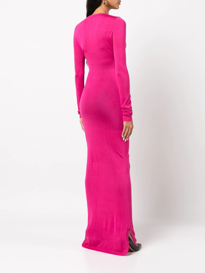 Rta Ciaran Buttoned Silk Maxi Dress In Pink