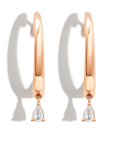 Dana Rebecca Designs 14kt Rose Gold Pear Teardrop Diamond Hoop Earrings In Pink