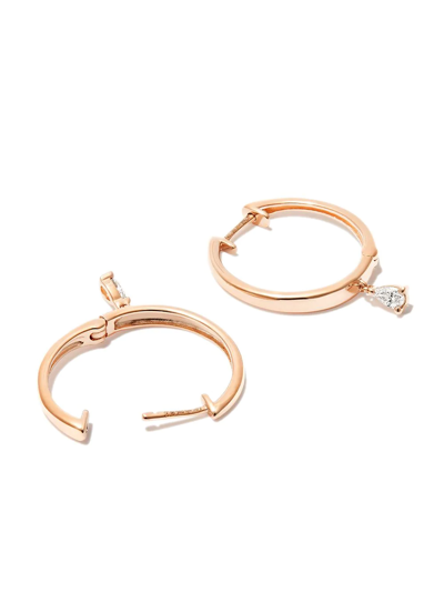 Dana Rebecca Designs 14kt Rose Gold Pear Teardrop Diamond Hoop Earrings In Pink