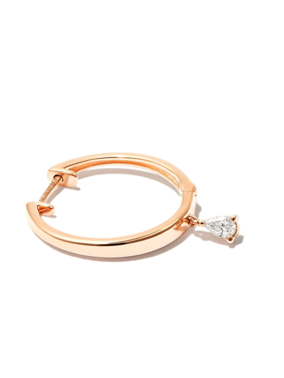 Dana Rebecca Designs 14kt Rose Gold Pear Teardrop Diamond Hoop Earrings In Pink