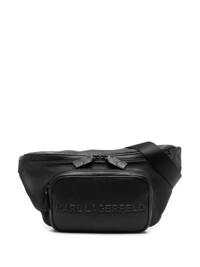 Shop Karl Lagerfeld Embossed-logo Belt Bag In Black