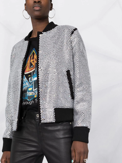 Shop Philipp Plein Crystal-embellished Bomber Jacket In Black