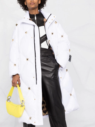 Shop Philipp Plein Studded Quilted Puffer Down Jacket In White