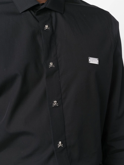Shop Philipp Plein Chest Logo-plaque Detail Shirt In Black