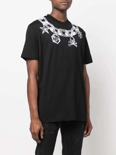 Philipp Plein Printed Cotton T-shirt In Black