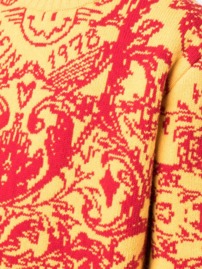 Philipp Plein Intarsia-knit Design Jumper In Yellow