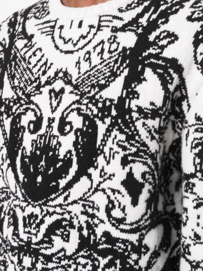 Philipp Plein Intarsia-knit Design Jumper In White