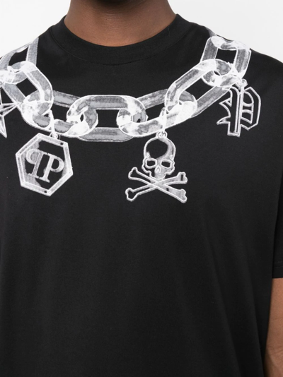 Philipp Plein Printed Cotton T-shirt In Black