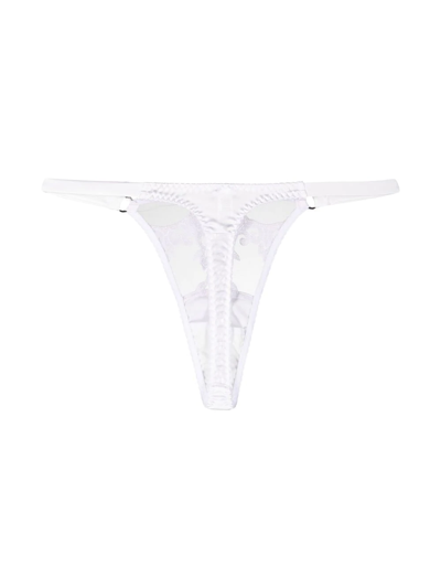 Shop Fleur Of England Aria Lace-panel Thong In White