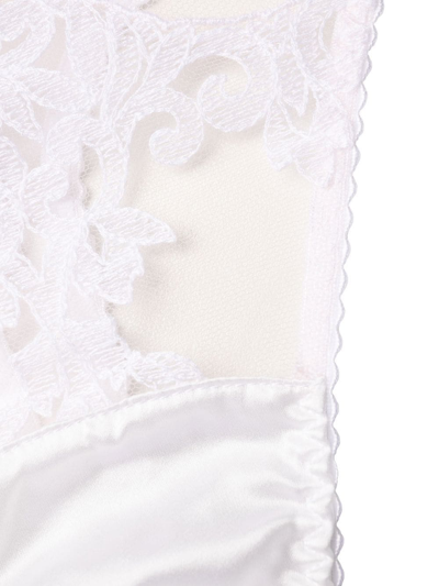 Shop Fleur Of England Aria Lace-panel Thong In White