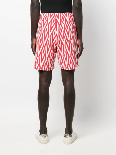 Shop Orlebar Brown Diamond-jacquard Knitted Shorts In Red