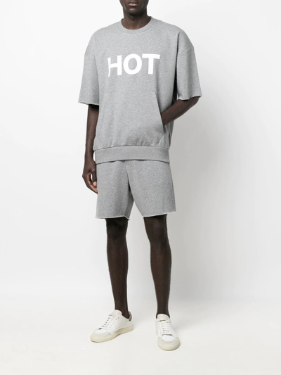 Shop Orlebar Brown Hot Logo-print Short-sleeve Sweatshirt In Grey