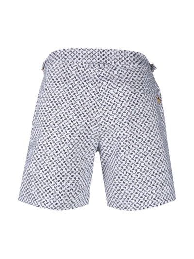 Shop Orlebar Brown Bulldog Seglas Jacquard-print Swim Shorts In White
