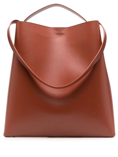 Shop Aesther Ekme Single-strap Leather Tote In Brown