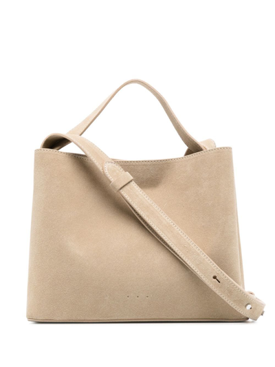 Shop Aesther Ekme Perforated-detail Suede Tote Bag In Neutrals