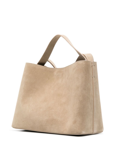 Shop Aesther Ekme Perforated-detail Suede Tote Bag In Neutrals
