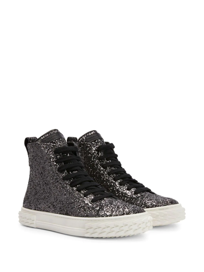 Shop Giuseppe Zanotti Eco-blabber Glitter High-top Sneakers In Black