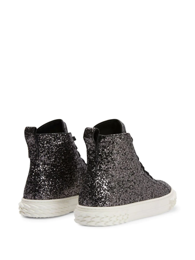 Shop Giuseppe Zanotti Eco-blabber Glitter High-top Sneakers In Black