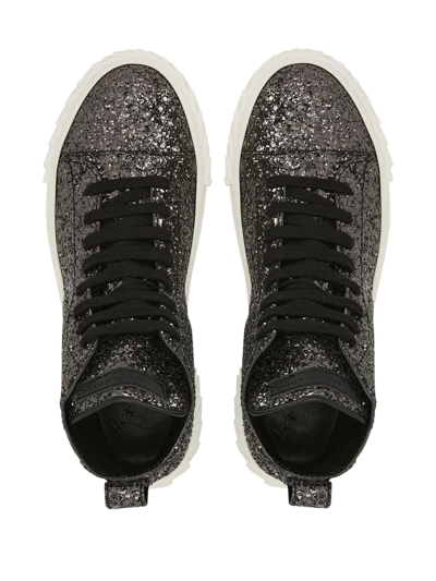 Shop Giuseppe Zanotti Eco-blabber Glitter High-top Sneakers In Black