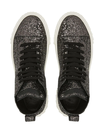 Giuseppe Zanotti Eco-blabber Glitter High-top Sneakers In Black