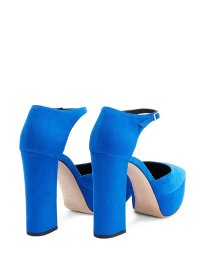 Shop Giuseppe Zanotti Bebe Suede Platform Pumps In Blue