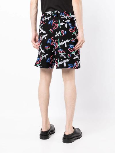 Shop 4sdesigns Logo-print Velvet-effect Shorts In Multicolour