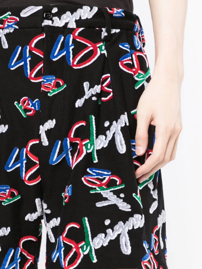 Shop 4sdesigns Logo-print Velvet-effect Shorts In Multicolour