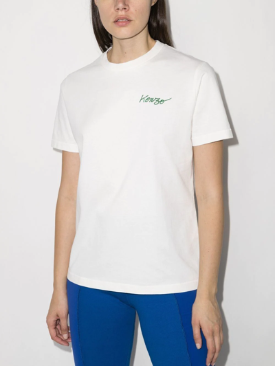 Shop Kenzo Poppy-print Cotton T-shirt In White