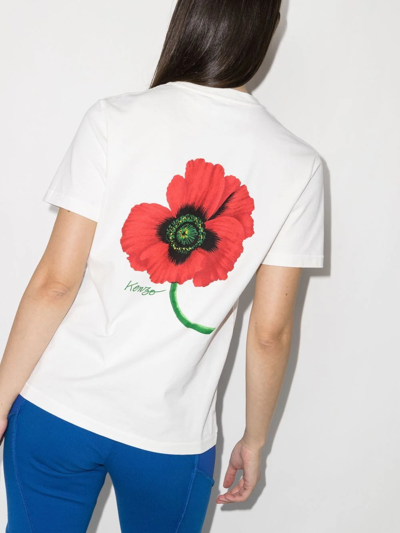 Shop Kenzo Poppy-print Cotton T-shirt In White