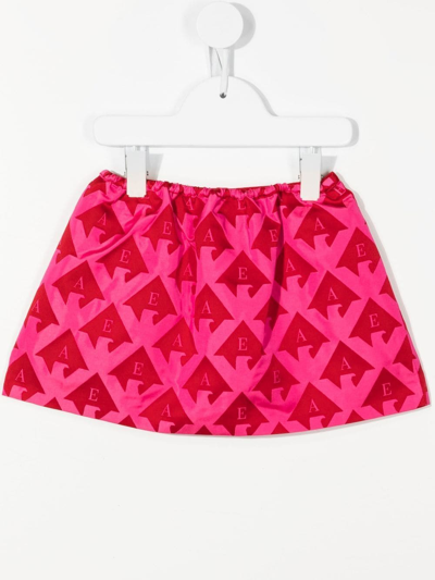 Shop Emporio Armani Logo-print Pleated Mini Skirt In Red