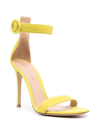 Shop Gianvito Rossi Portofino 105mm Suede Sandals In Yellow