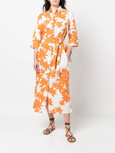 Shop Xacus Graphic-print Dress In Orange