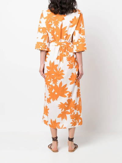 Shop Xacus Graphic-print Dress In Orange