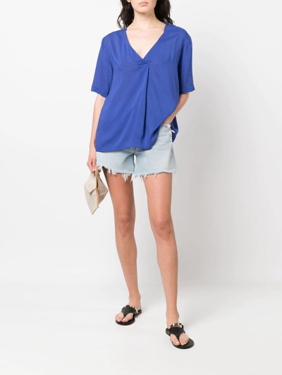 Xacus V-neck Blouse In Blue