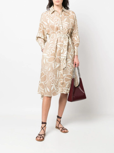 Shop Xacus Graphic-print Asymmetric Dress In Neutrals