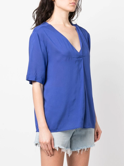 Xacus V-neck Blouse In Blue