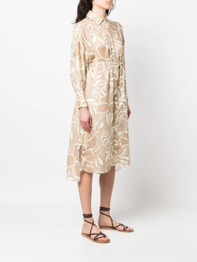 Shop Xacus Graphic-print Asymmetric Dress In Neutrals