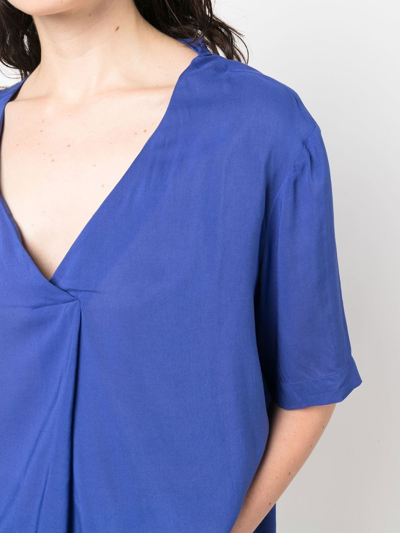Xacus V-neck Blouse In Blue