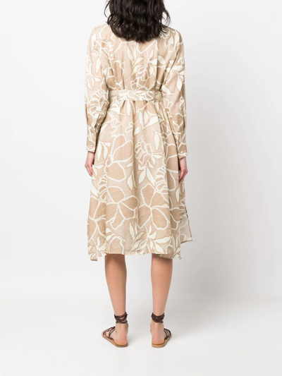 Shop Xacus Graphic-print Asymmetric Dress In Neutrals