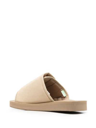 Suicoke Logo-patch Touch-strap Slides In Neutrals