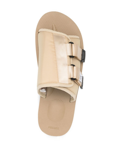 Suicoke Logo-patch Touch-strap Slides In Neutrals