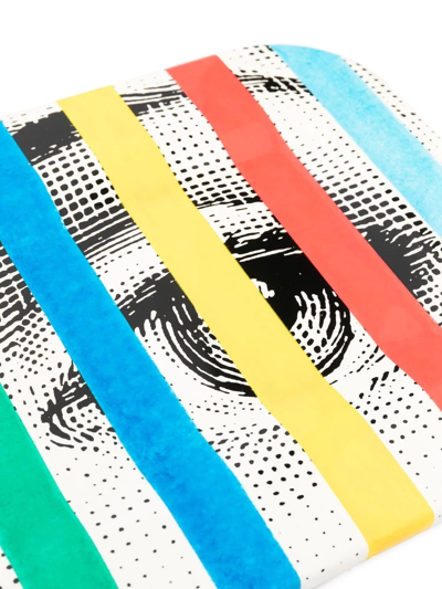 Fornasetti Striped Graphic Print Tray In White