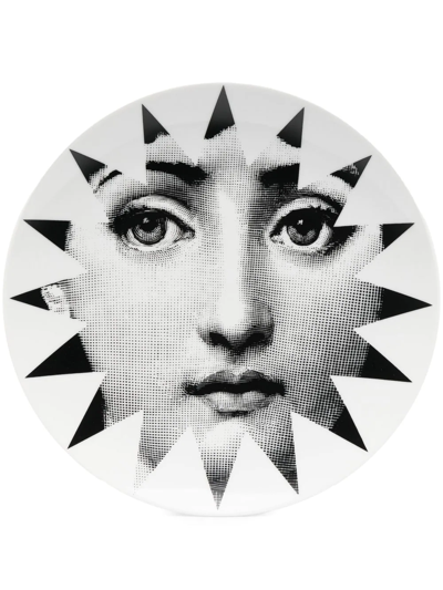 Shop Fornasetti Graphic Print Plate In White