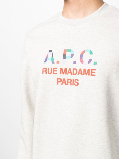 Shop Apc Logo-print Cotton Sweatshirt In Neutrals